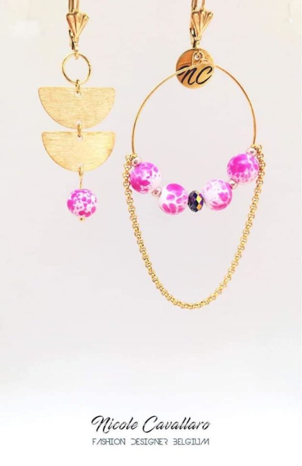 Boucles perles roses et swarovski