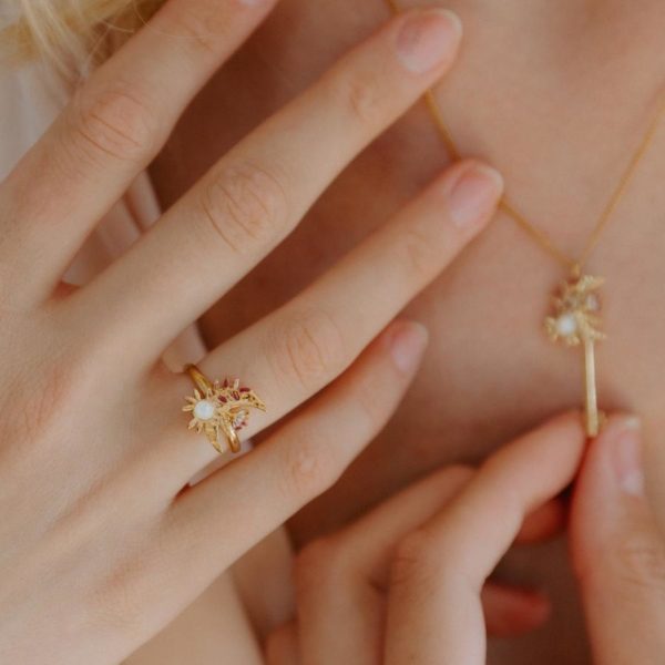 Bague ajustable Flower Moon rose
