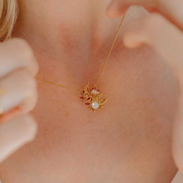 Collier Flower moon rose