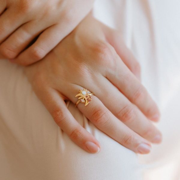 Bague ajustable Flower Moon rose – Image 2