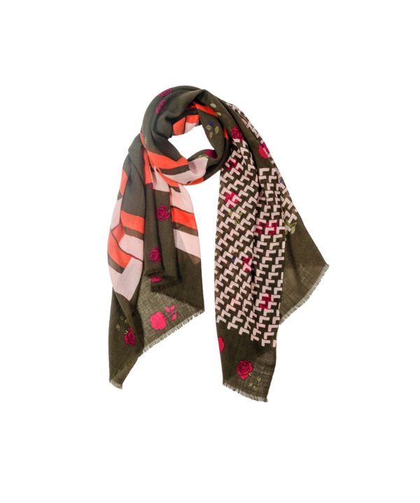 Foulard Roses Kaki – Image 3