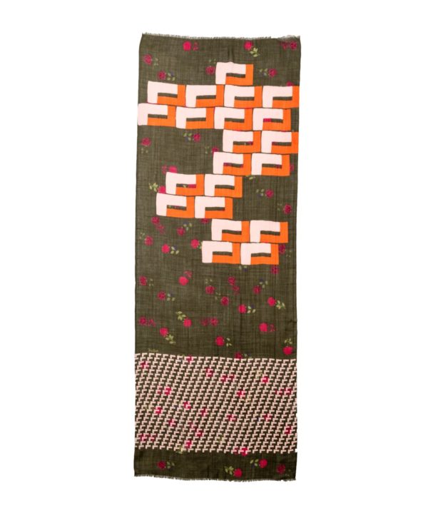 Foulard Roses Kaki – Image 2