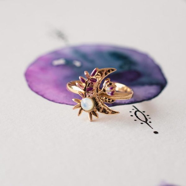 Bague ajustable Flower Moon rose – Image 3