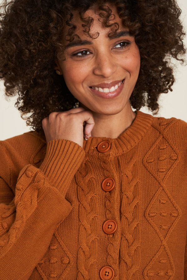 Gilet maille coton camel – Image 2
